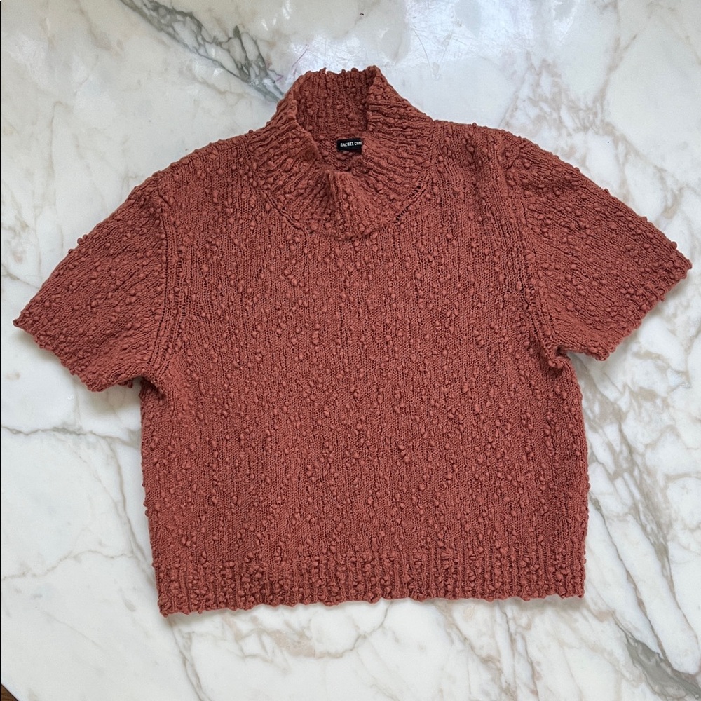 Rachel Comey rust brown wool short-sleeve turtle neck